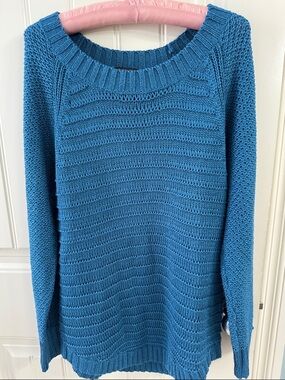 Calvin Klein Jeans Teal Blue Textured Crewneck Sweater